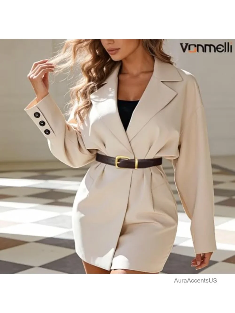 Womens PU Leather Belt Retro Gold Buckle Waist Belt Fashion
